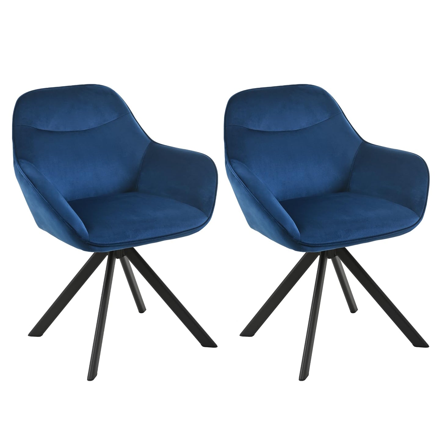 6er Set Esszimmerstühle Drehbar mit Armlehne, 360° Drehstuhl Polsterstuhl Samt Modern Küchenstuhl mit Metallbeine für Esszimmer, Wohnzimmer, Büro, Dunkelgrau