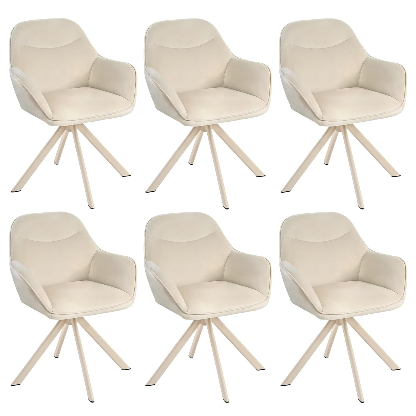 6er Set Esszimmerstühle Drehbar mit Armlehne, 360° Drehstuhl Polsterstuhl Samt Modern Küchenstuhl mit Metallbeine für Esszimmer, Wohnzimmer, Büro, Dunkelgrau