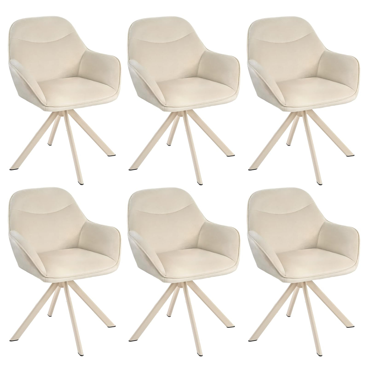 Esszimmerstühle Drehbar 4er Set mit Armlehne, 360° drehbar, Polsterstuhl Leinen, Drehstuhl Esszimmer Beige, Küchenstuhl mit Metallbeine für Esszimmer, Wohnzimmer, Büro