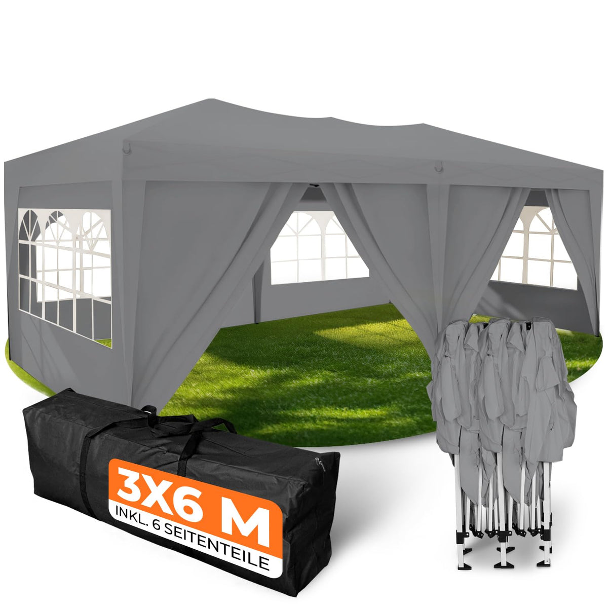 Kronenburg Faltpavillon wasserdicht Dachmaß 3 x 3 m UV Schutz 50+ Pavillon in Champagner mit 4 Seitenteilen