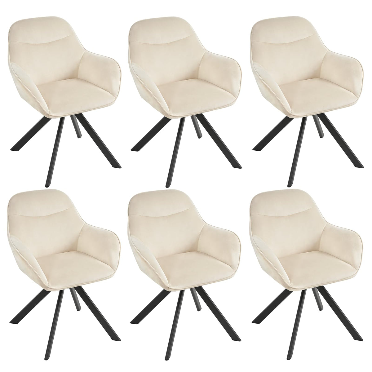 Esszimmerstühle Drehbar 4er Set mit Armlehne, 360° drehbar, Polsterstuhl Leinen, Drehstuhl Esszimmer Beige, Küchenstuhl mit Metallbeine für Esszimmer, Wohnzimmer, Büro