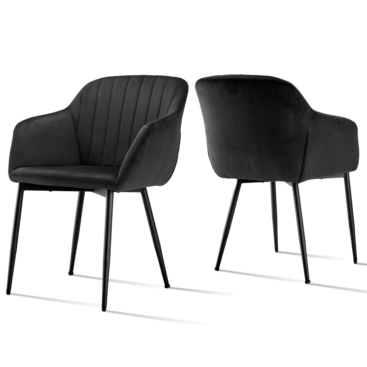 Esszimmerstühle Beige 4er Set mit Armlehnen, Modern Polsterstühle Leinen, Küchenstühle mit Metallgestell für Esszimmer, Wohnzimmer, Küche