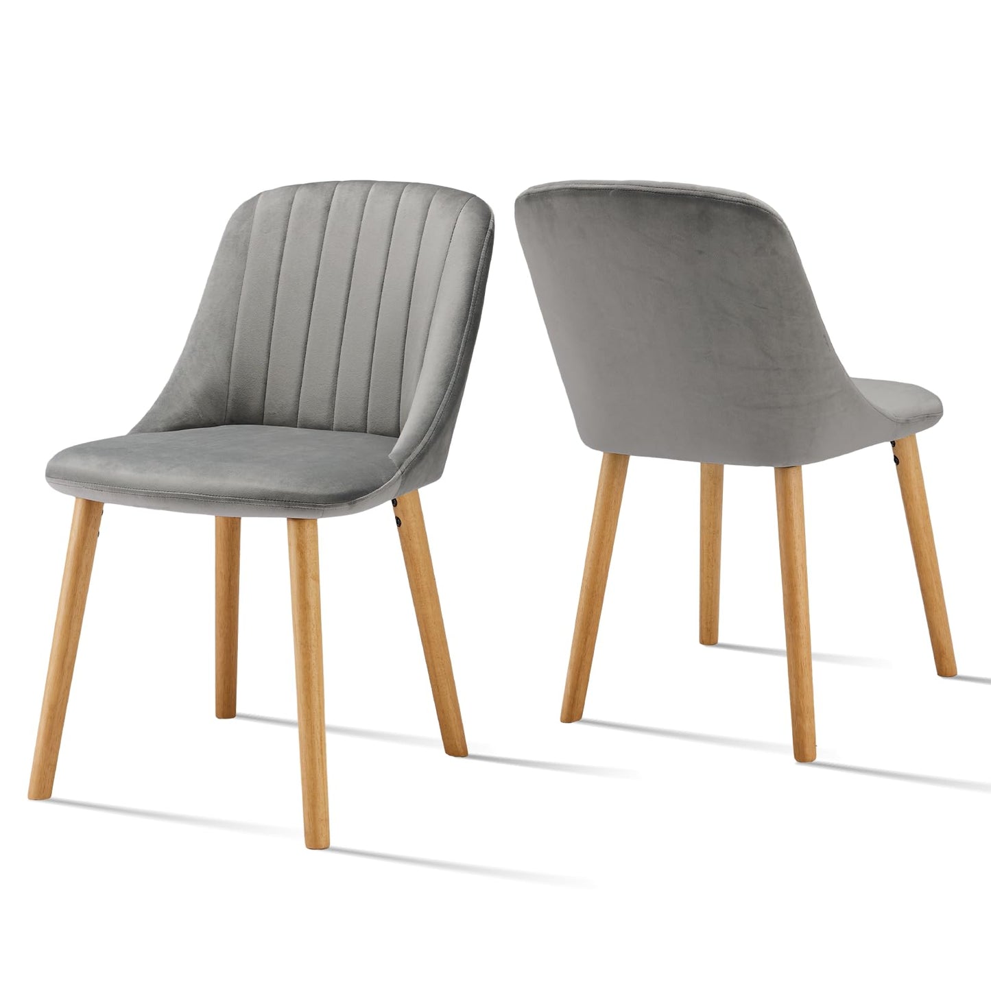 Esszimmerstühle Beige 4er Set Holzbeine Polsterstuhl Küchenstuhl aus Polyester Stühle Esszimmer Wohnzimmerstuhl für Esszimmer Küche Büro