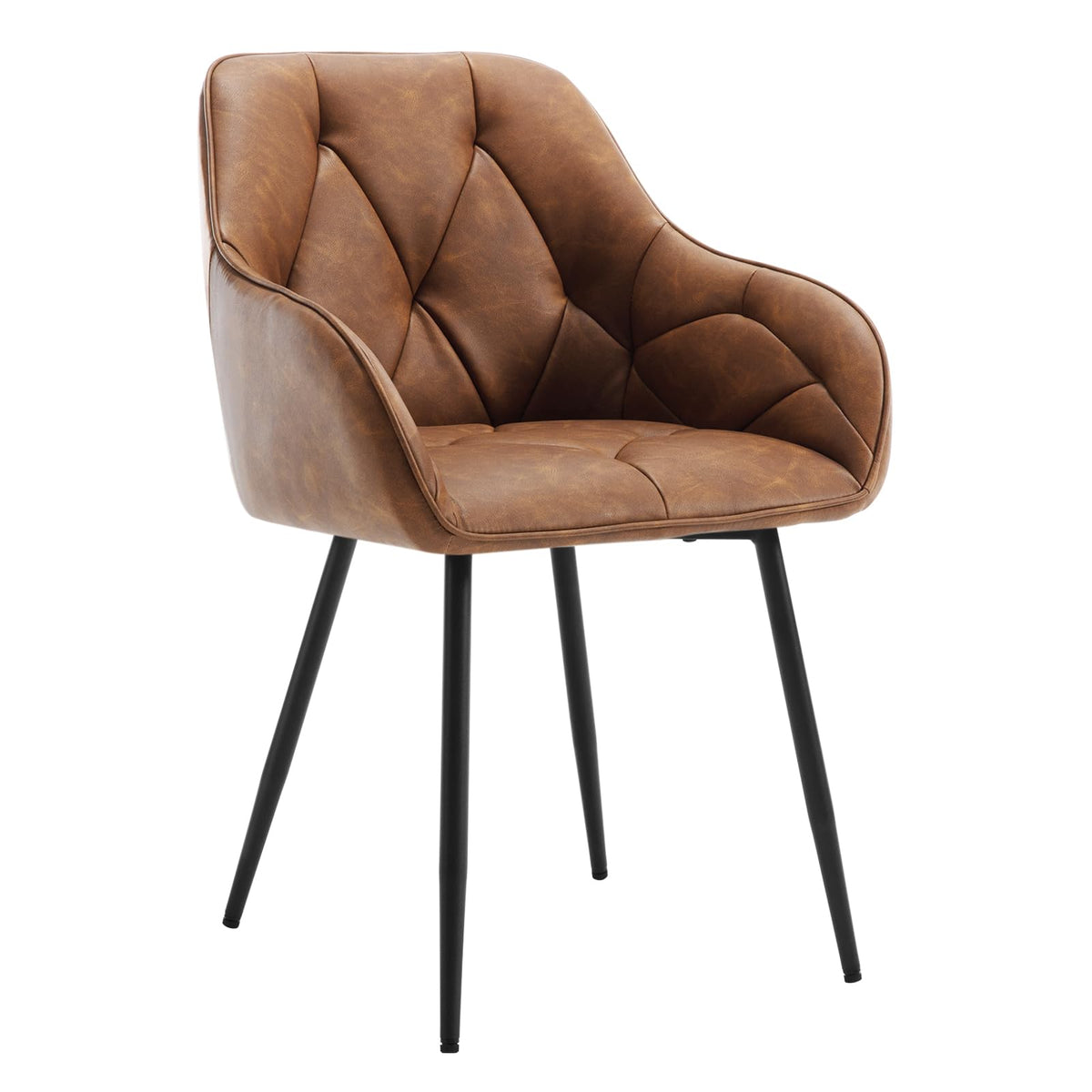 WOLTU Esszimmerstühle 4er Set, für Esszimmer Wohnzimmer, ergonomische Küchenstühle gepolstert mit Armlehnen, Metallbeinen, Sitzfläche aus Vintage-Kunstleder,Dunkelbraun