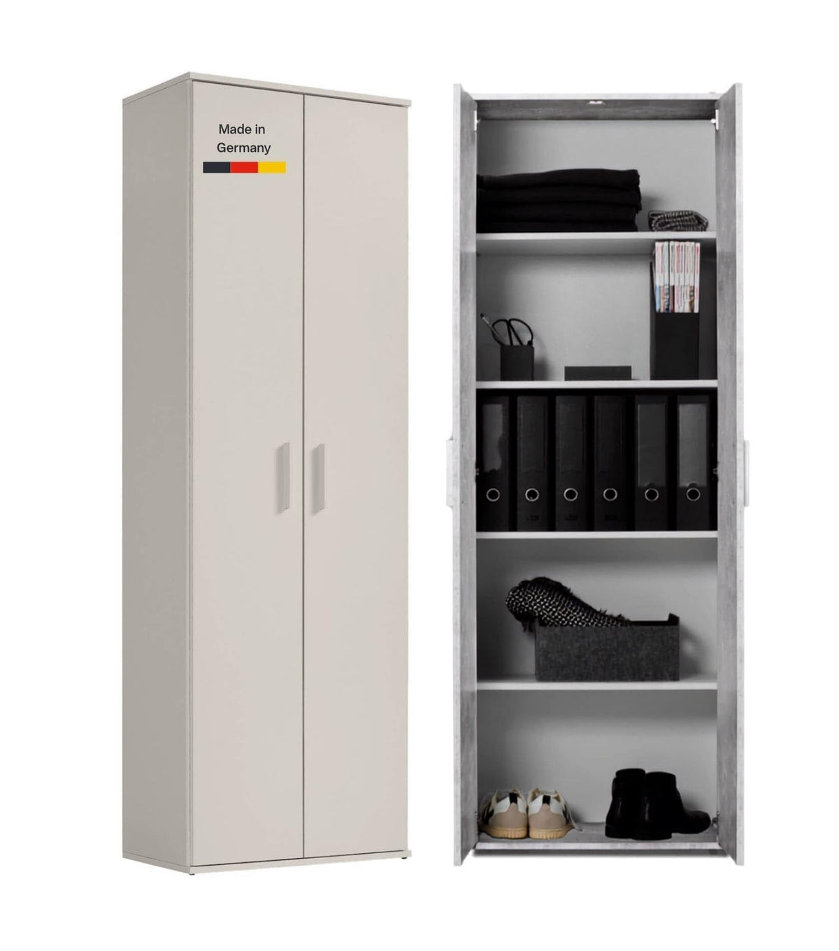 mokebo Mehrzweckschrank Besenschrank (60x180 cm) 'Der Lange' Made in Germany aus Holz auch als Haushaltsschrank Putzschrank Vorratsschrank Flurschrank Weiß