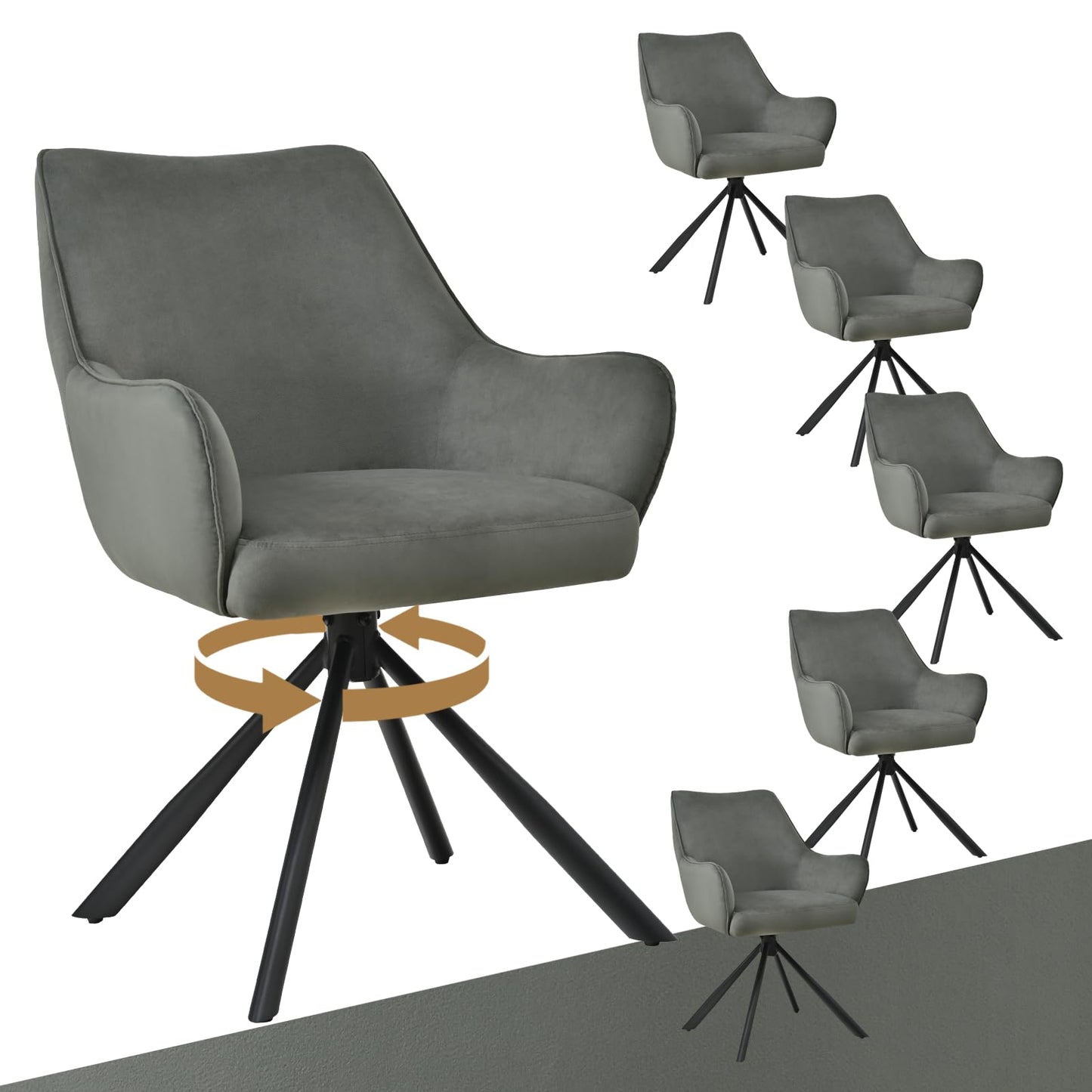 Esszimmerstühle Drehbar 4er Set mit Armlehne, gepolsterte Esszimmerstuhl mit hoher Rückenlehne für Esszimmer & Wohnzimmer, Büro, Beige1