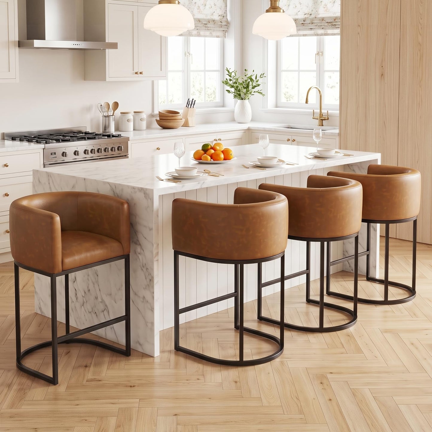 Barhocker 2er Set, 62 cm Leinen, Beige