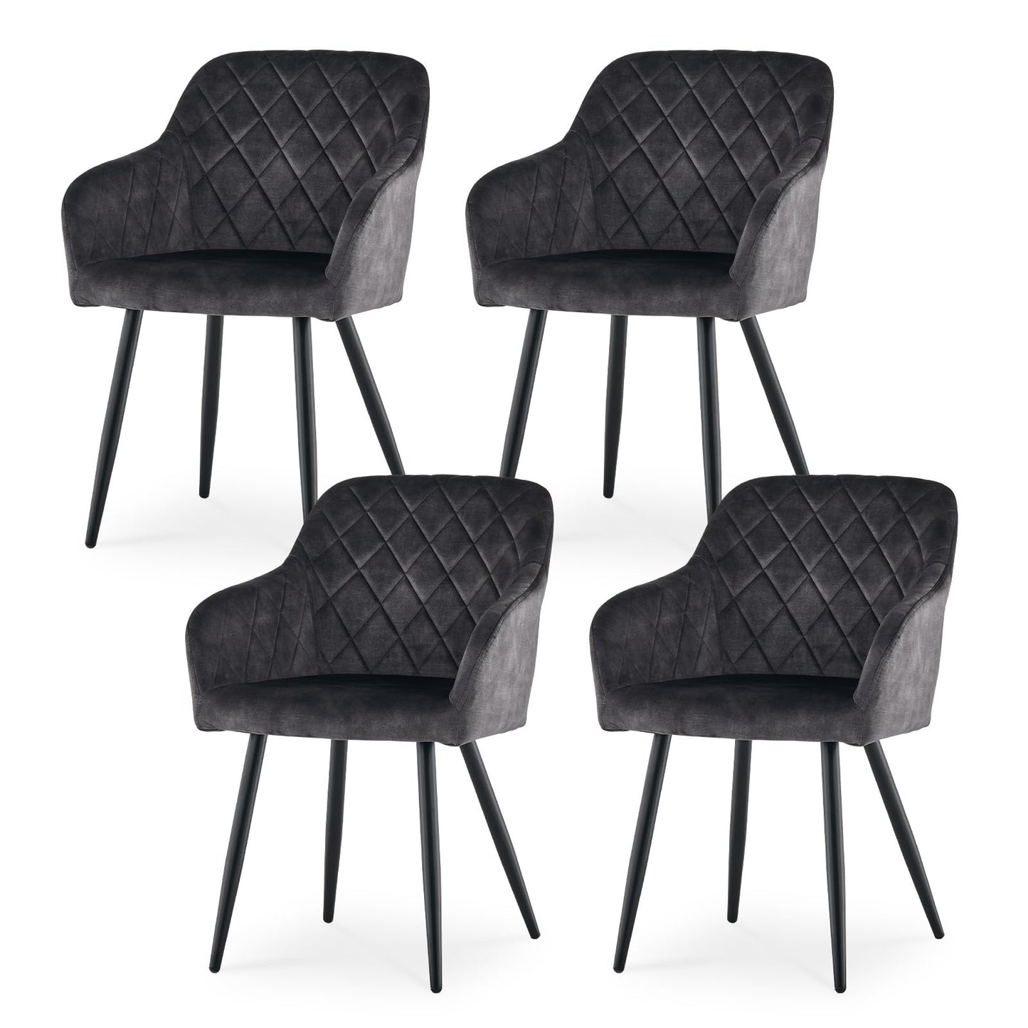 CLIPOP Esszimmerstühle 2er Set, Küchenstühle Grau Samtstoff stühle Polsterstühle mit Armlehne Metallbeine Polstersessel Stühle für Esszimmer Küche (2, Samt Grau)