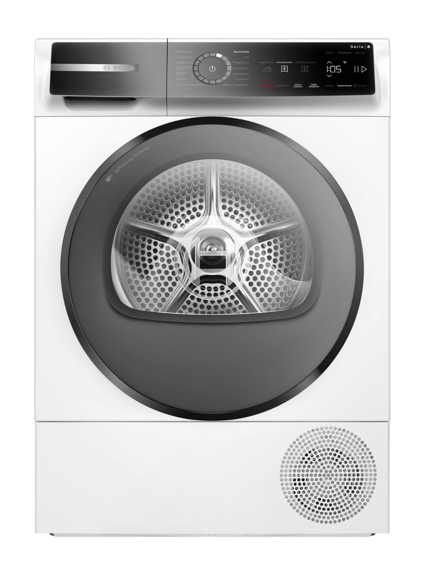 Bosch WQG235D00, Stiftung Warentest GUT (2,2)*, Serie 6, Wärmepumpentrockner 8 kg, Schneller getrocknete Wäsche, Auto Dry, Option Halbe Beladung, Sensitive Drying-System, Selbstreinigender Kondensator