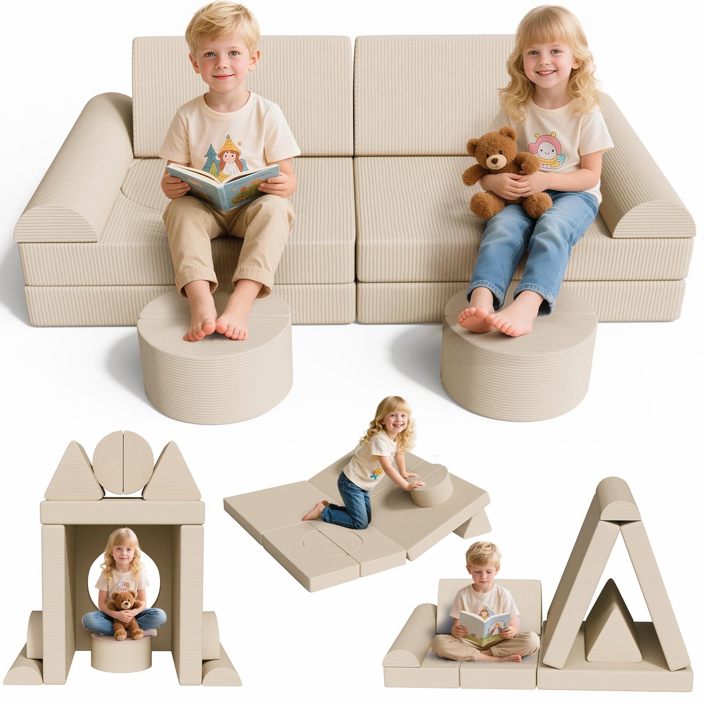 MAMIZO Spielsofa Cord, Kindersofa-Bausteine,Spielsofa für Kinder Oeko-TEX