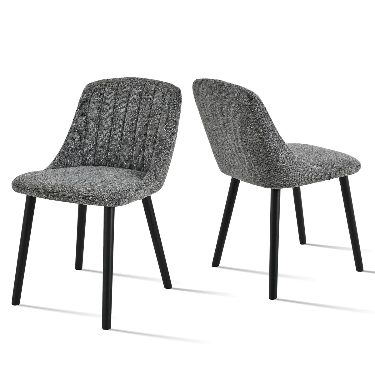 Esszimmerstühle Beige 4er Set Holzbeine Polsterstuhl Küchenstuhl aus Polyester Stühle Esszimmer Wohnzimmerstuhl für Esszimmer Küche Büro