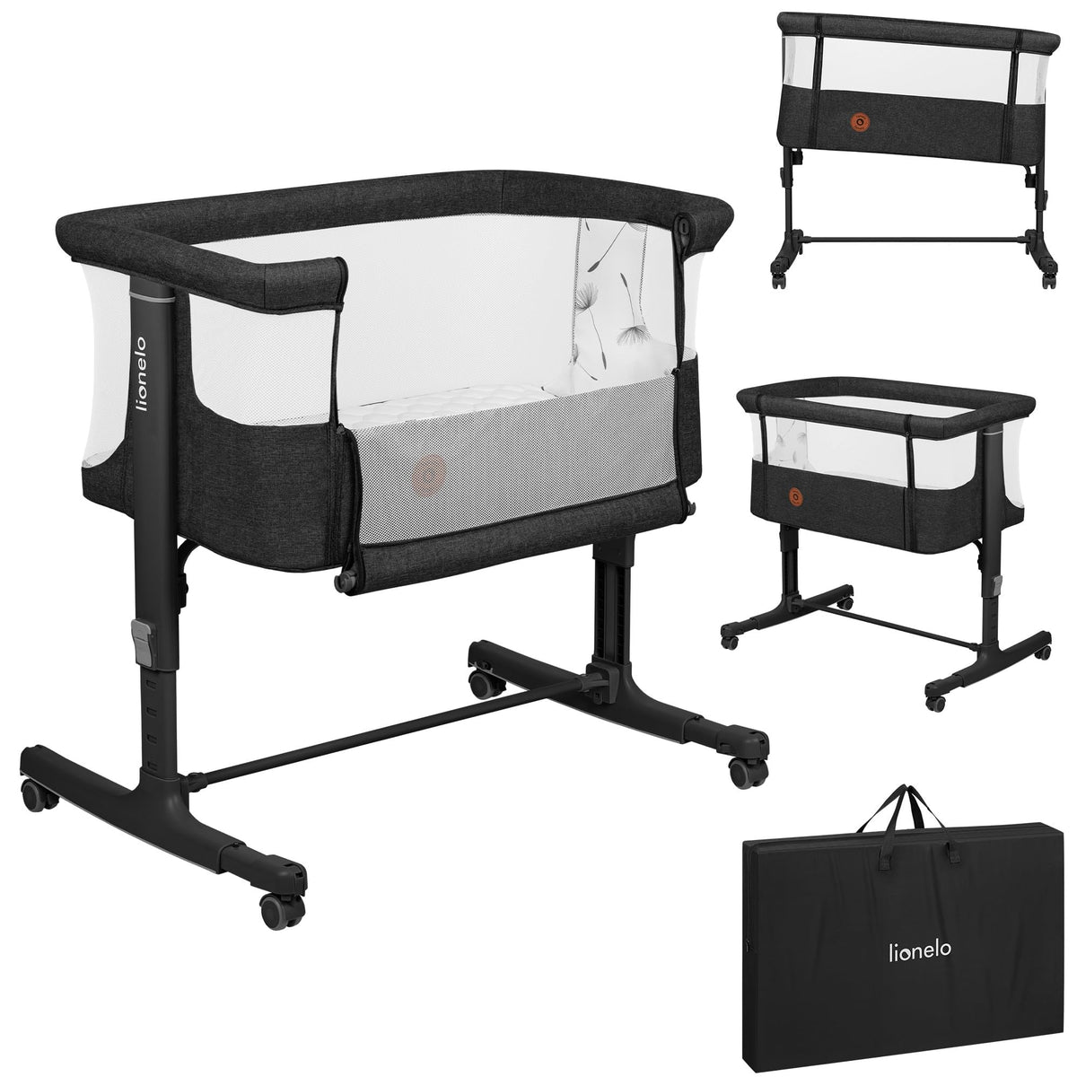 Lionelo Aurora 3 in 1 Babybett bis 9 kg, Beistellbett, Wiege