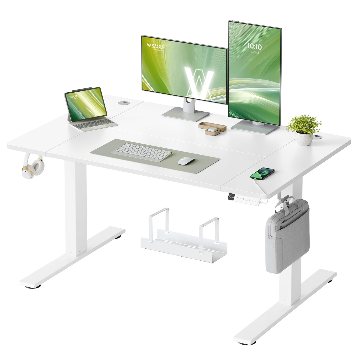 VASAGLE Höhenverstellbarer Schreibtisch, 160 x 80 cm, USB-C-Anschluss