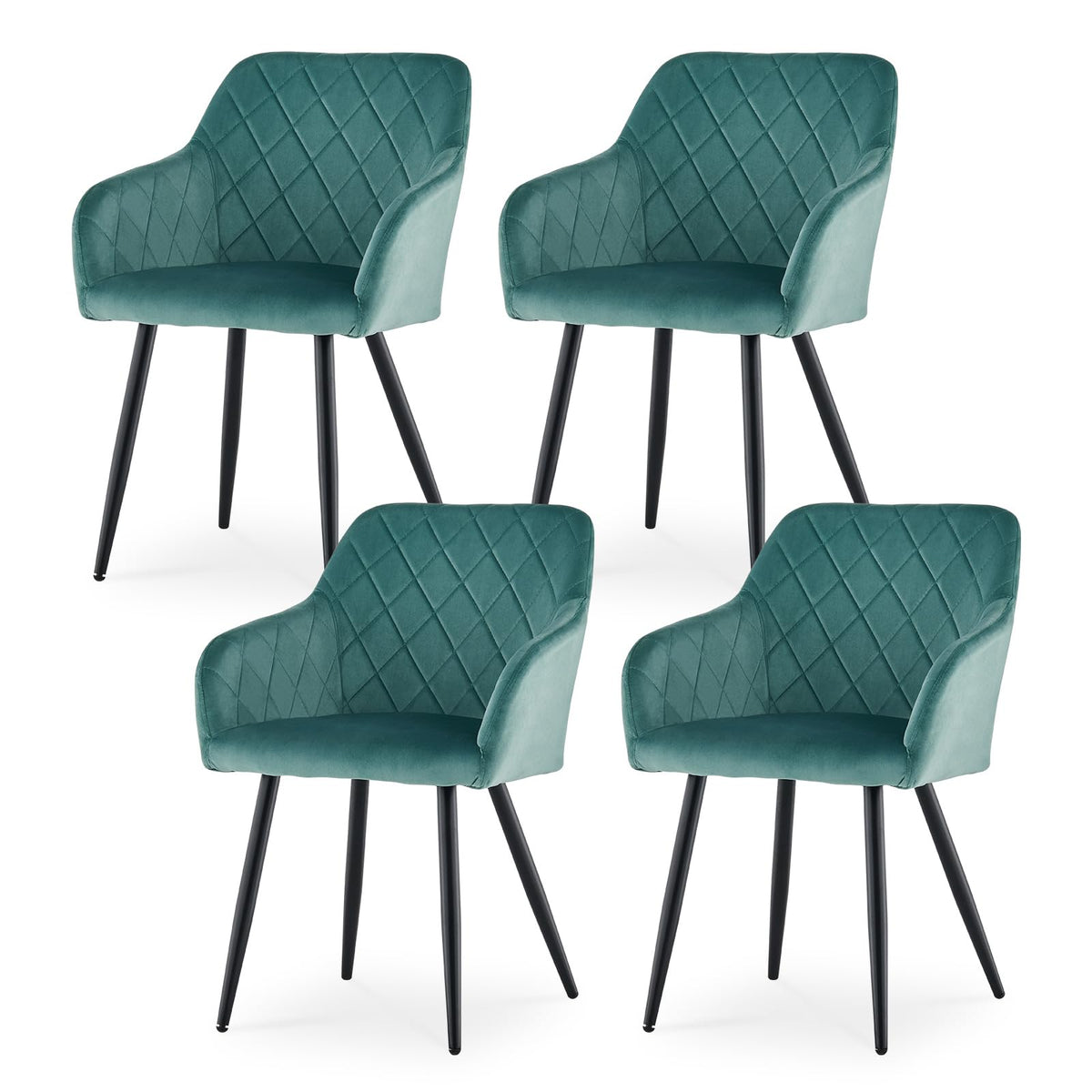 CLIPOP Esszimmerstühle 4er Set, Küchenstühle Grau Kunstlederstoff stühle Polsterstühle mit Armlehne Metallbeine Polstersessel Stühle für Esszimmer Küche (4, Kunstleder Grau)