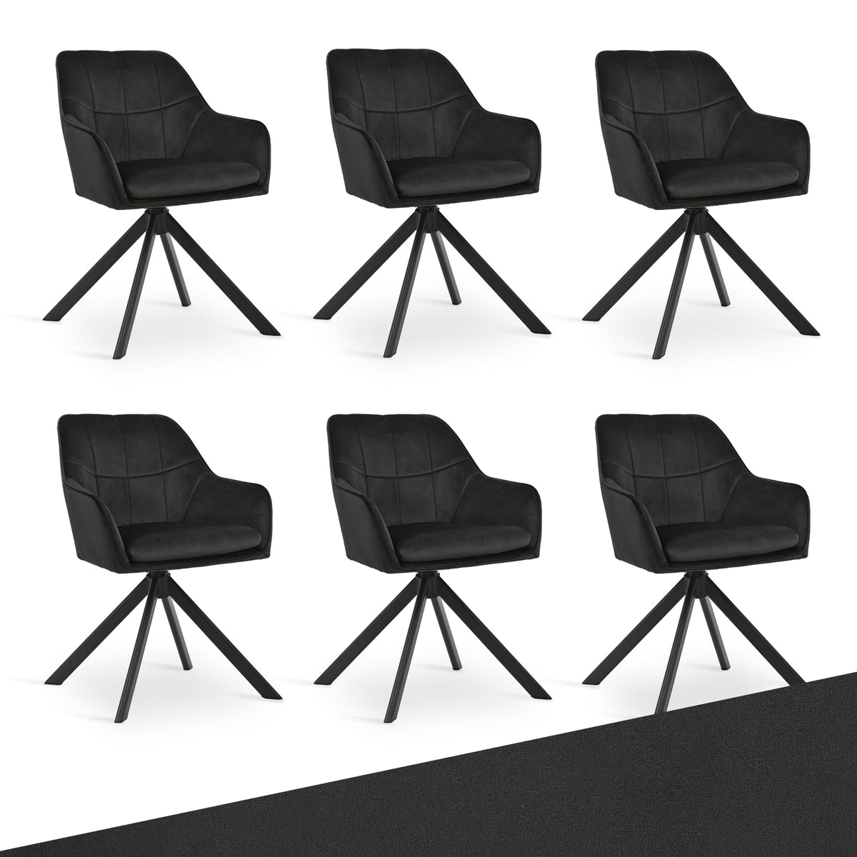 Drehstuhl Esszimmer 4er Set Samt Grün mit Armlehne Polsterstuhl Esszimmerstühle drehbar Küchenstuhl mit Metallbeine für Wohnzimmer Esszimmer