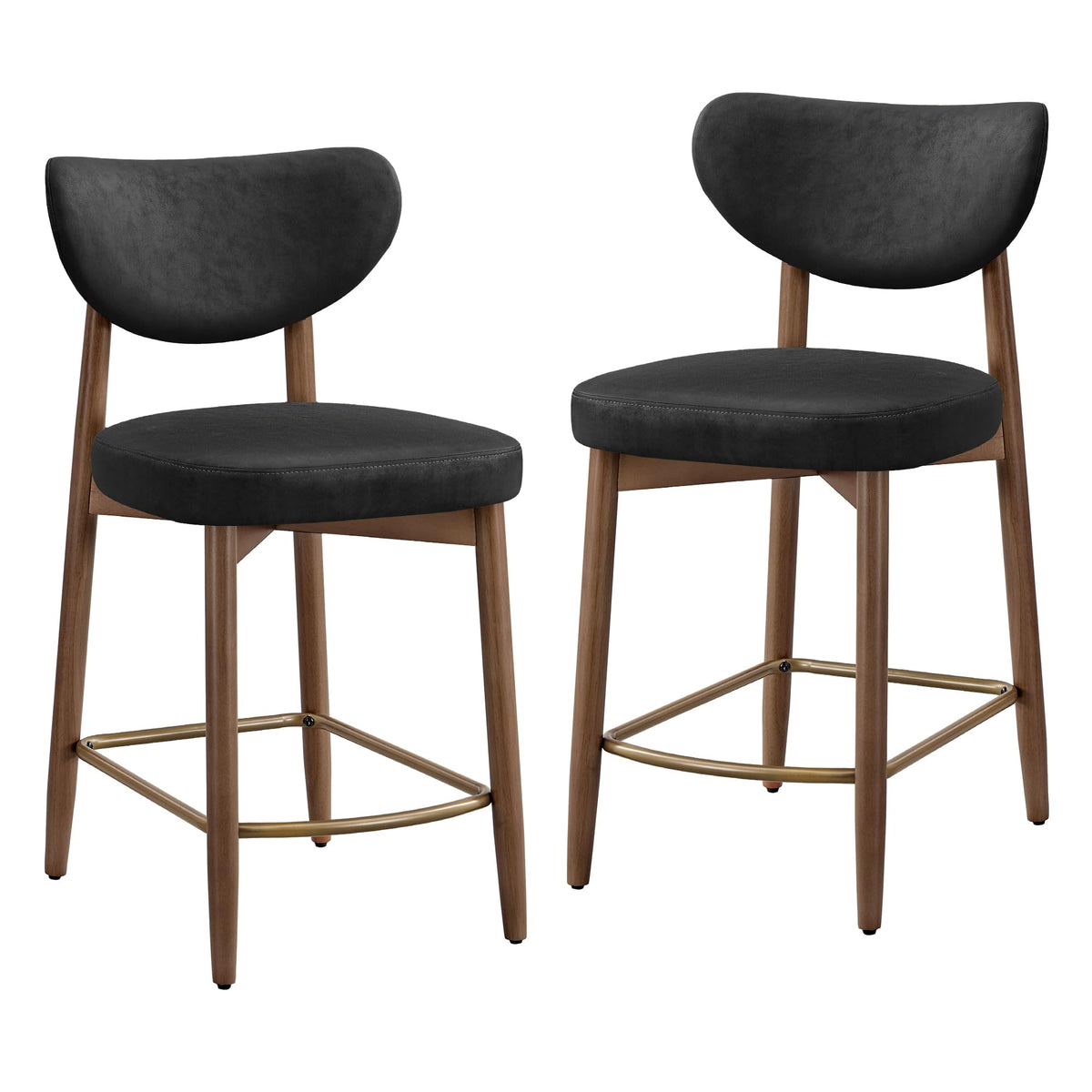 VASAGLE Barhocker 2er Set, mit Rückenlehne, Massivholzbeine, in Leinenoptik