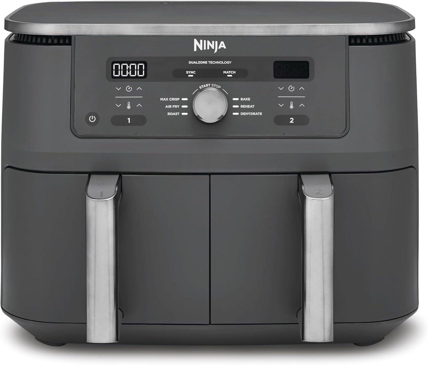 Ninja Dual Zone Digital Air Fryer, 2 Schubladen, Metallic Grau DZ400EU