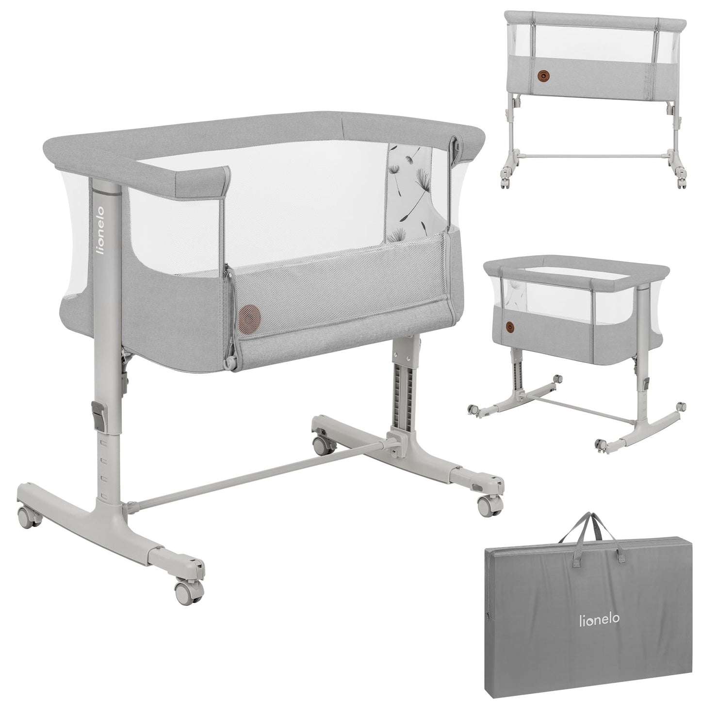 Lionelo Aurora 3 in 1 Babybett bis 9 kg, Beistellbett, Wiege