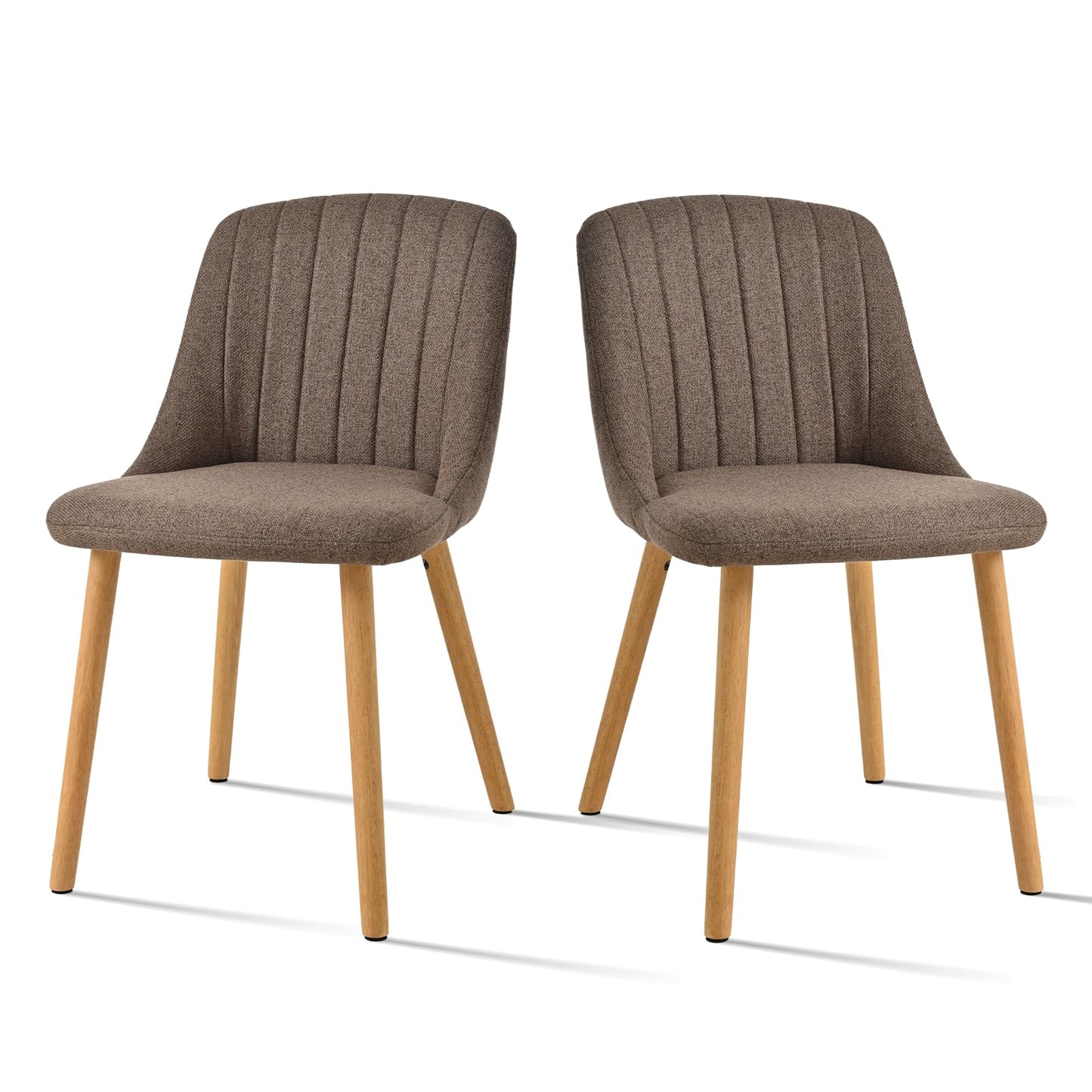 Esszimmerstühle Beige 4er Set Holzbeine Polsterstuhl Küchenstuhl aus Polyester Stühle Esszimmer Wohnzimmerstuhl für Esszimmer Küche Büro