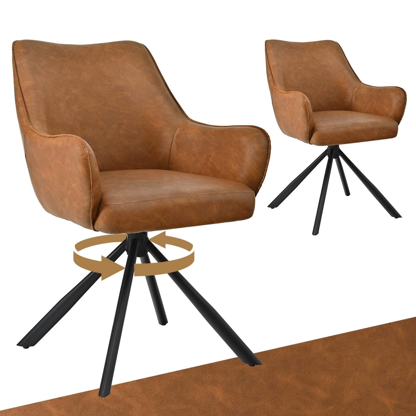 Esszimmerstühle Drehbar 4er Set mit Armlehne, gepolsterte Esszimmerstuhl mit hoher Rückenlehne für Esszimmer & Wohnzimmer, Büro, Beige1