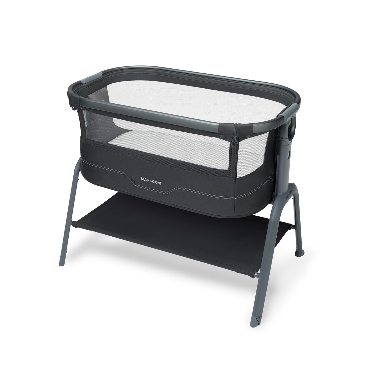Maxi Cosi Iora² Baby Stubenbett, 0–6 kg (9 kg), Klappbares und Leichtes Beistellbett Baby, 5 cm CloudCore-Matratze, 5 Höhenstufen, 2 Leichtgängige Rollen, Easy Slide, Elegance Beige