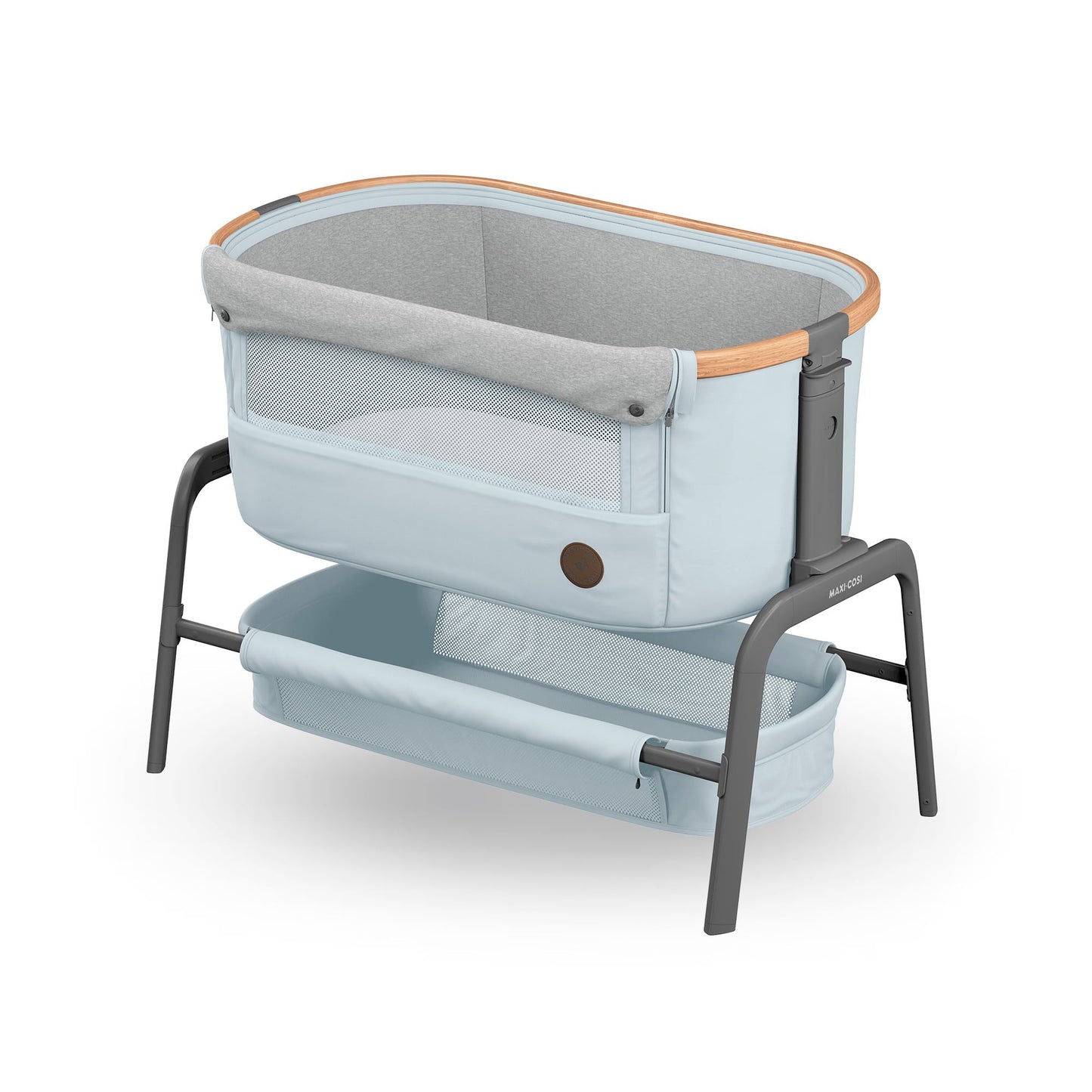 Maxi Cosi Iora² Baby Stubenbett, 0–6 kg (9 kg), Klappbares und Leichtes Beistellbett Baby, 5 cm CloudCore-Matratze, 5 Höhenstufen, 2 Leichtgängige Rollen, Easy Slide, Elegance Beige