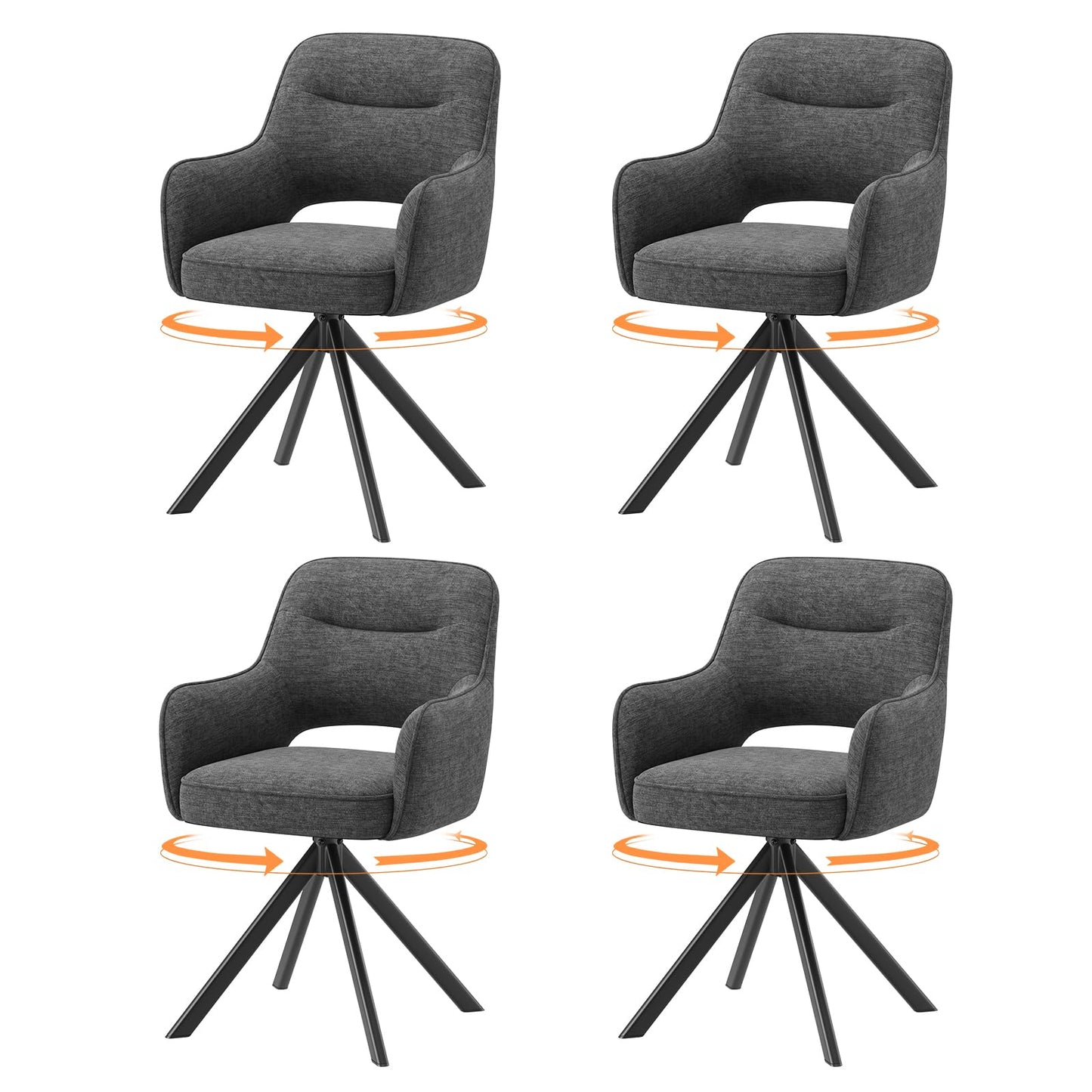 COLAMY Drehstühle für Esszimmer, 2er Set, Drehbare Polsterstühle mit Armlehnen und Rückenlehne, Bequeme Küchenstühle für Wohnzimmer & Essbereich, Beige