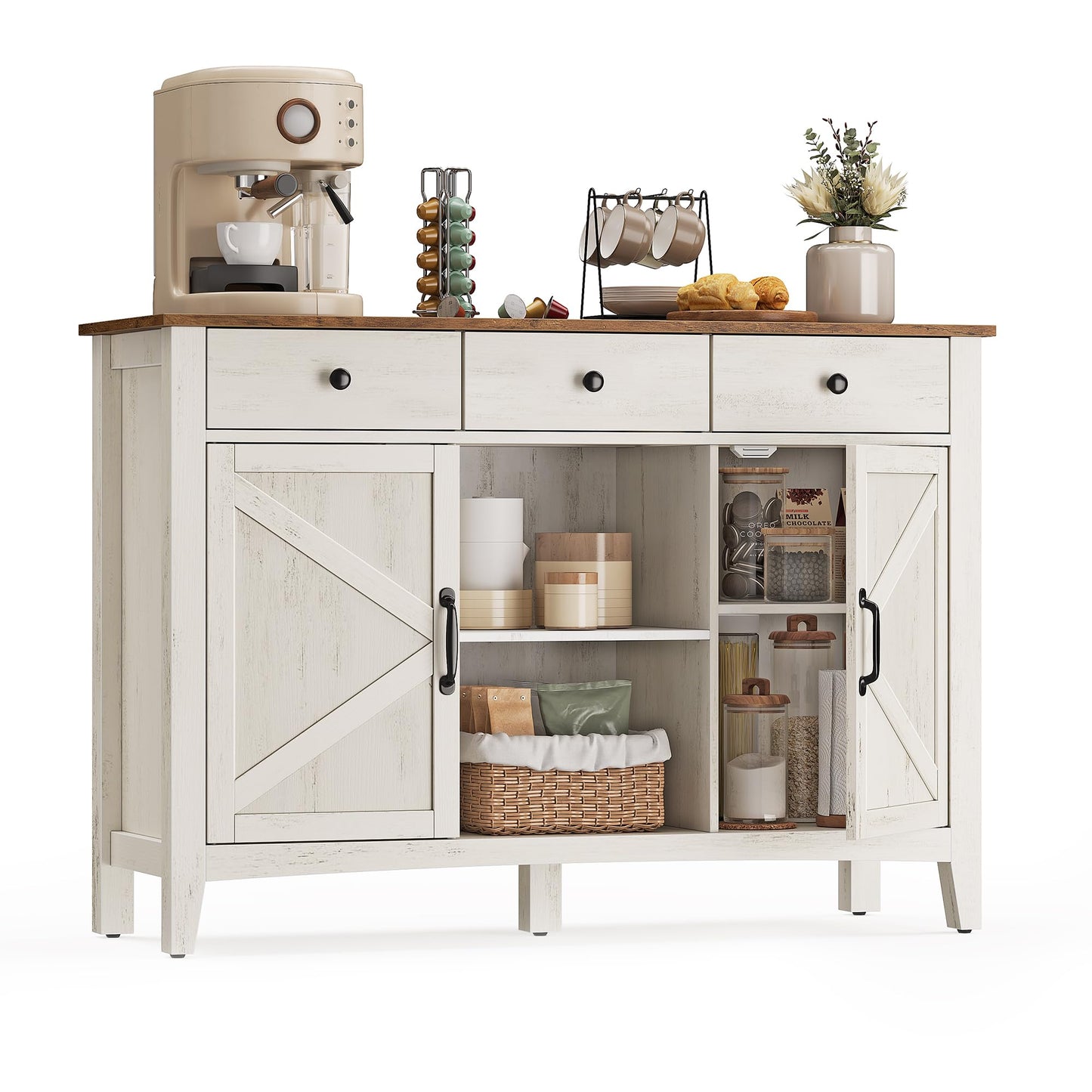 VASAGLE Küchenschrank mit 4 Türen, Sideboard