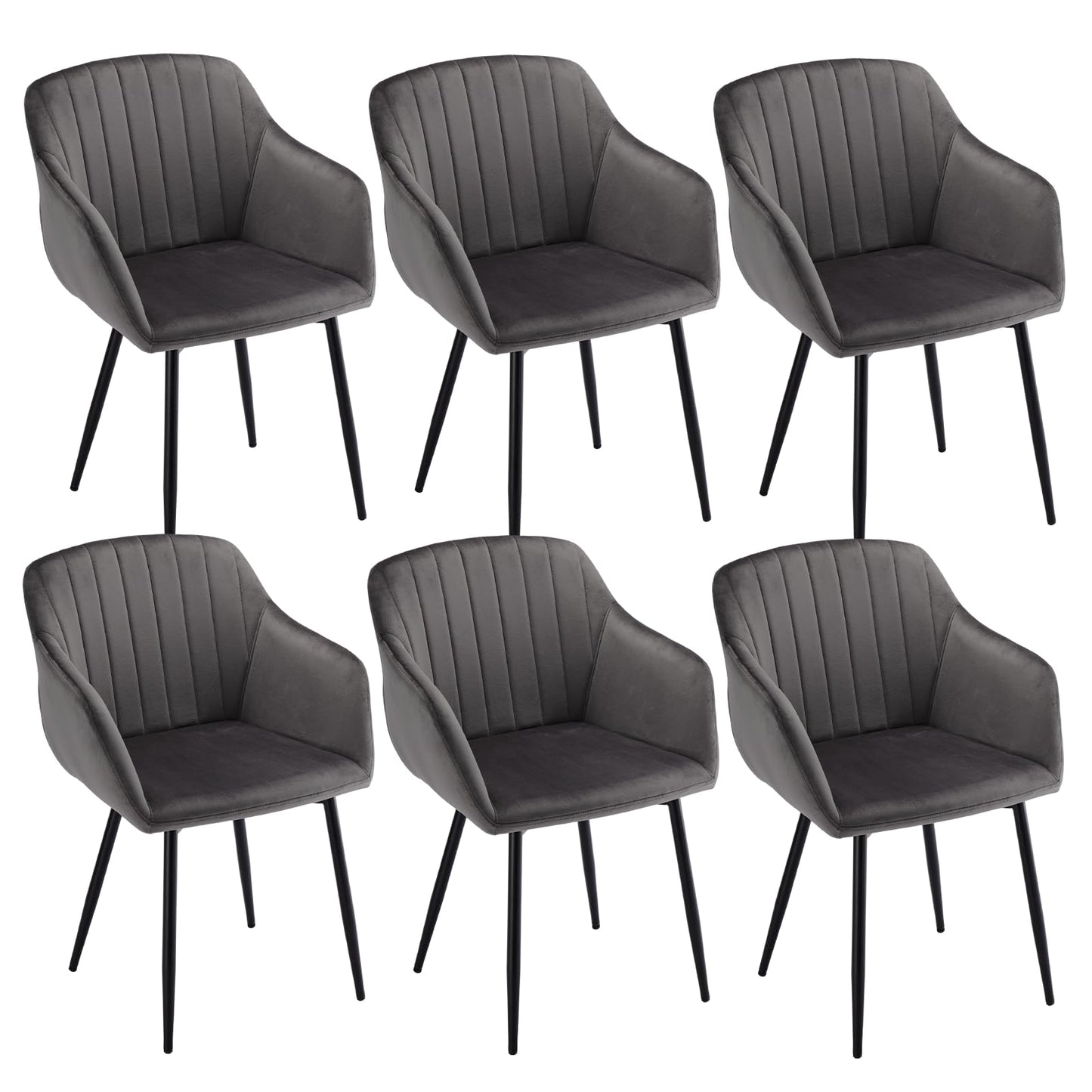 Esszimmerstühle Beige 4er Set mit Armlehnen, Modern Polsterstühle Leinen, Küchenstühle mit Metallgestell für Esszimmer, Wohnzimmer, Küche