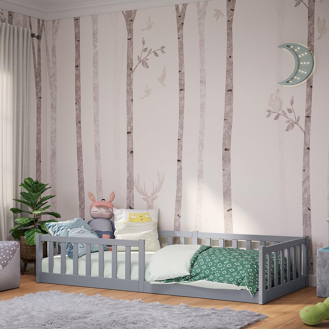 Bellabino Vere Bodenbett 120x200 cm, Massivholz Kiefer, Kleinkindbett, Weiß