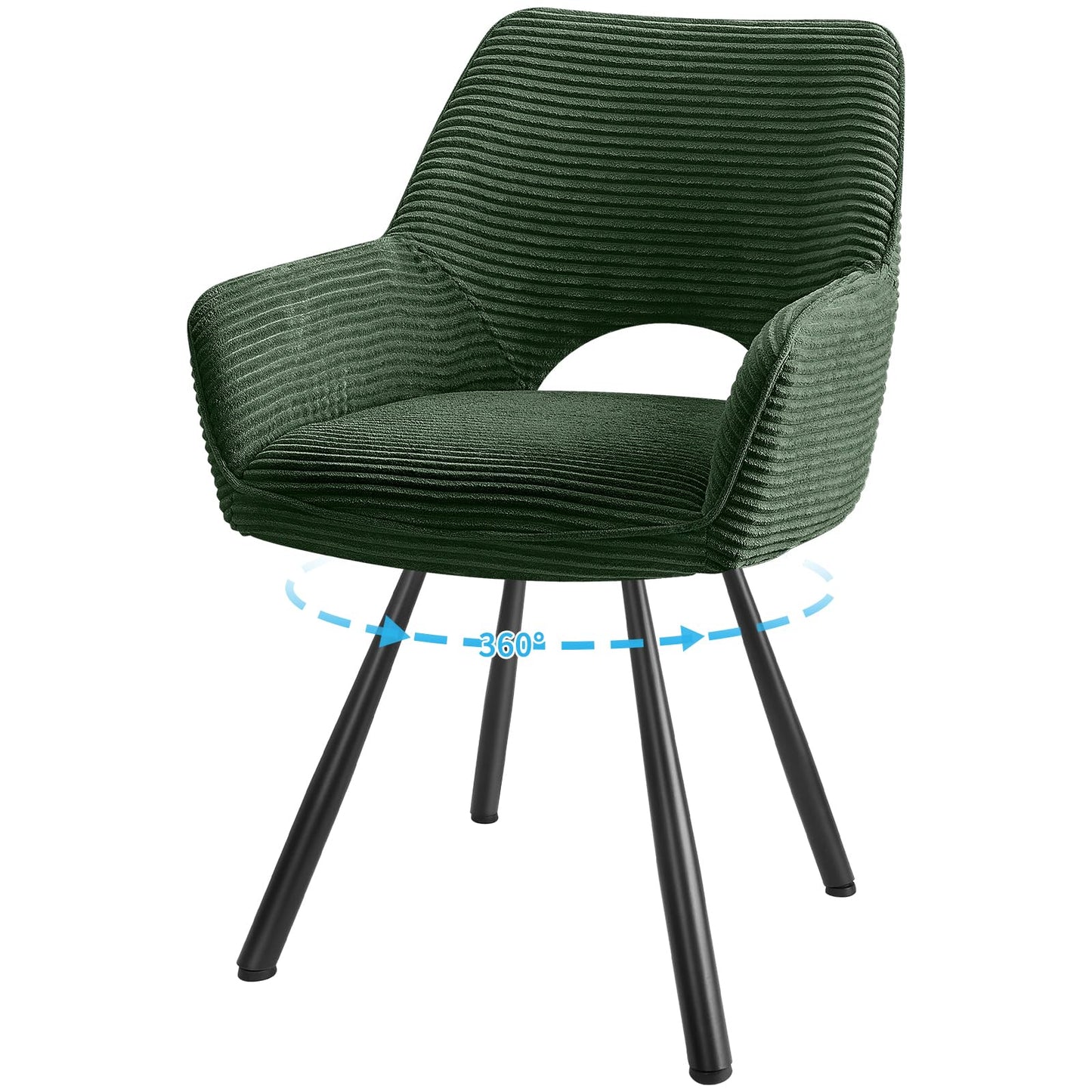 JIJIAN 2er Set 360° Drehbare Esszimmerstühle mit Armlehnen, Grün