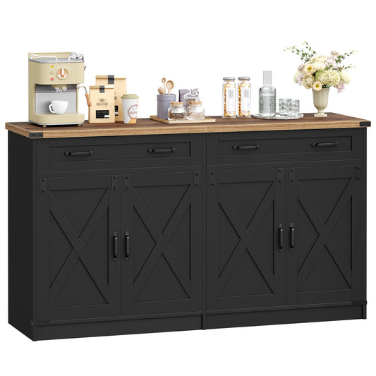 Hzuaneri Sideboard, Buffetschrank mit 2 Schublade, 4 Türen