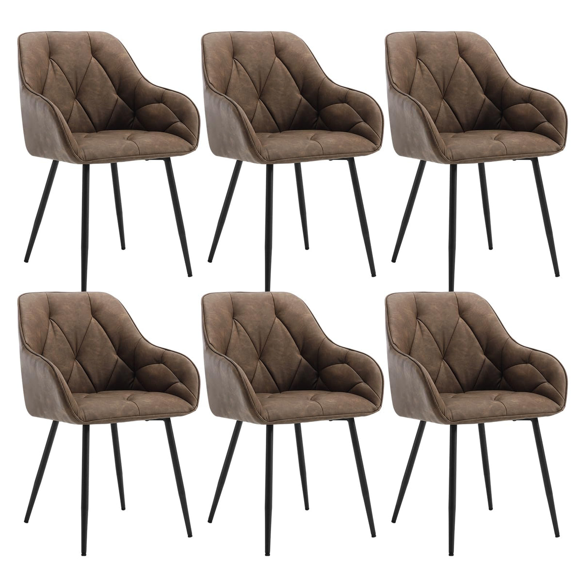 WOLTU Esszimmerstühle 4er Set, für Esszimmer Wohnzimmer, ergonomische Küchenstühle gepolstert mit Armlehnen, Metallbeinen, Sitzfläche aus Vintage-Kunstleder,Dunkelbraun