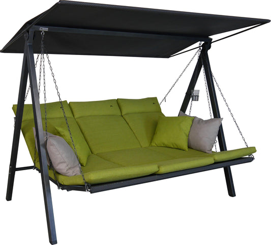 ANGERER Hollywoodschaukel Lounge Smart 3-Sitzer mit Bettfunktion & Sonnendach – Gartenschaukel mit Liegefunktion, Made in Germany