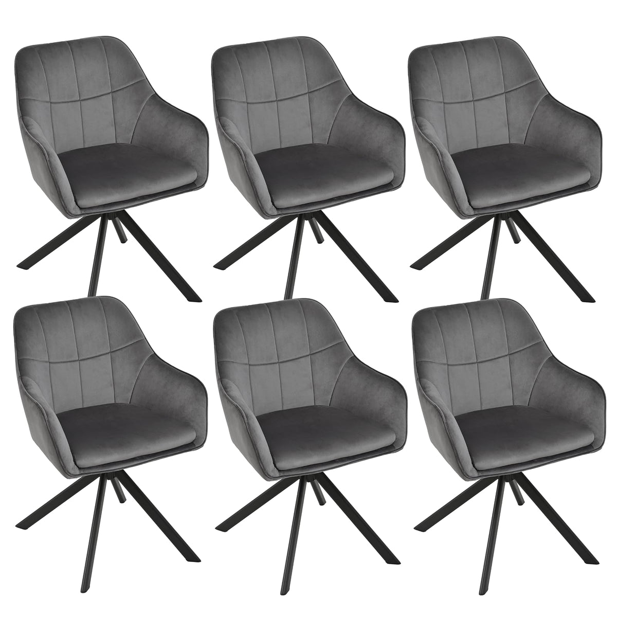 Esszimmerstühle drehbar 4er Set Grau Armlehnenstuhl Polsterstuhl drehstuhl Esszimmer drehstühle aus Samt Küchenstuhl mit Metallbeine für Wohnzimmer Esszimmer
