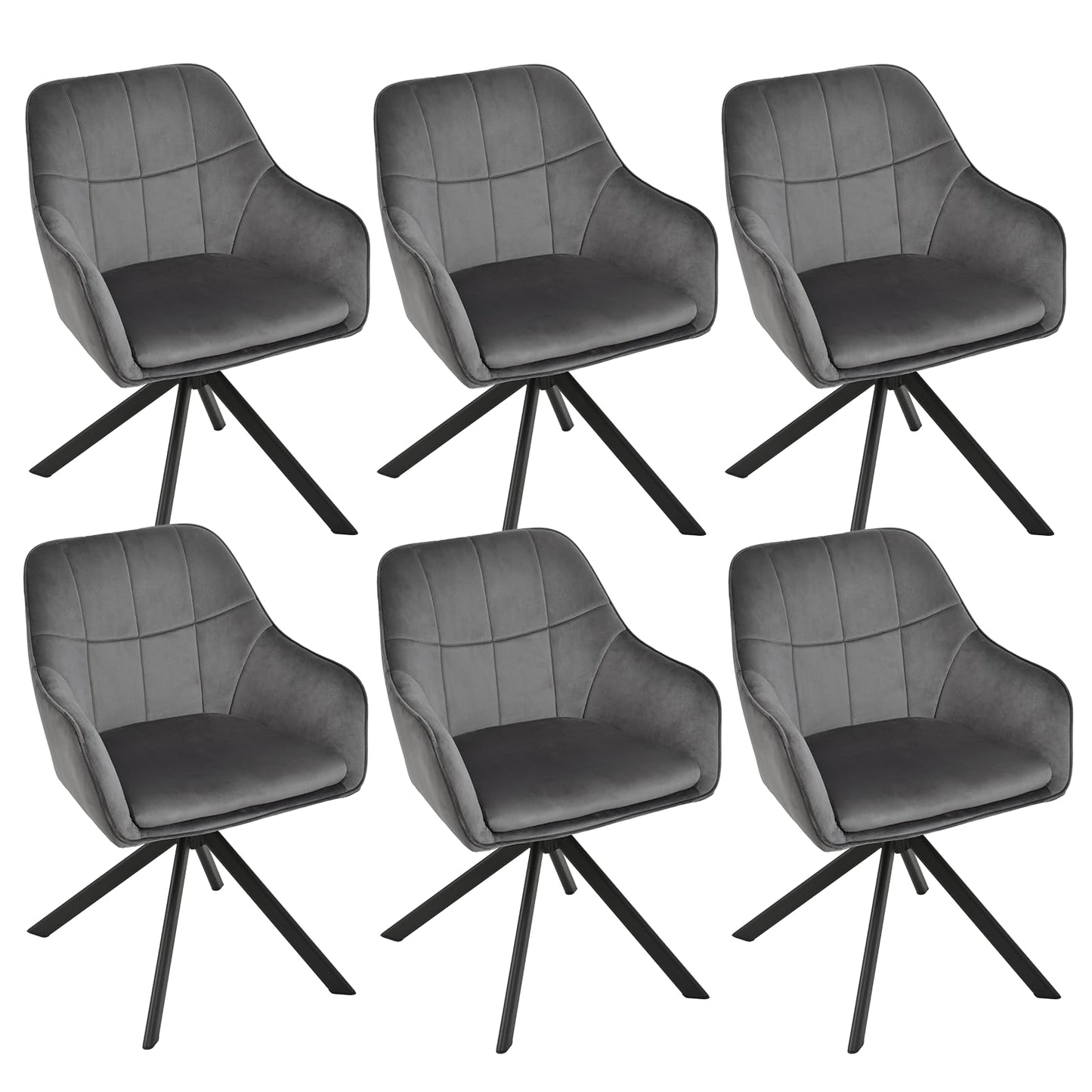 Drehstuhl Esszimmer 4er Set Samt Grün mit Armlehne Polsterstuhl Esszimmerstühle drehbar Küchenstuhl mit Metallbeine für Wohnzimmer Esszimmer