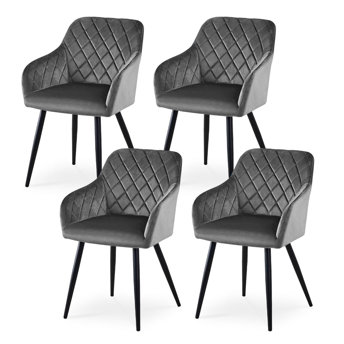 CLIPOP Esszimmerstühle 4er Set, Küchenstühle Grau Kunstlederstoff stühle Polsterstühle mit Armlehne Metallbeine Polstersessel Stühle für Esszimmer Küche (4, Kunstleder Grau)