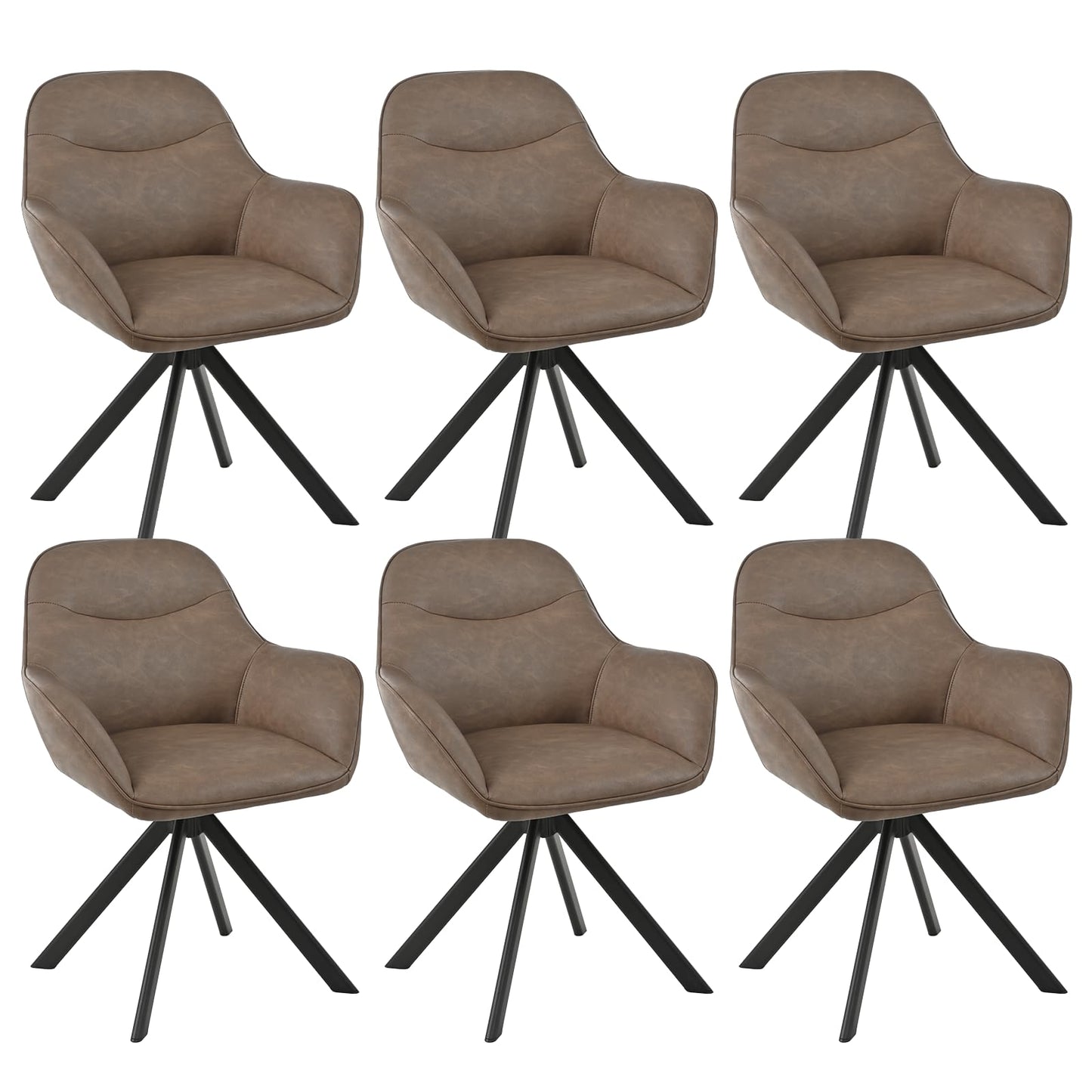 Esszimmerstühle Drehbar 4er Set mit Armlehne, 360° drehbar, Polsterstuhl Leinen, Drehstuhl Esszimmer Beige, Küchenstuhl mit Metallbeine für Esszimmer, Wohnzimmer, Büro