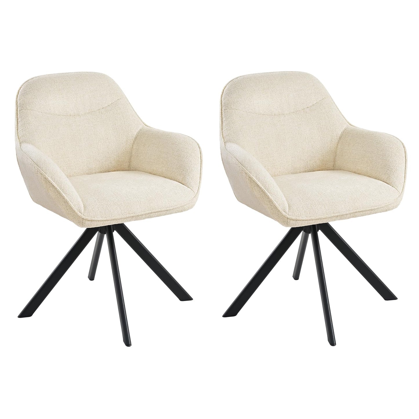 6er Set Esszimmerstühle Drehbar mit Armlehne, 360° Drehstuhl Polsterstuhl Samt Modern Küchenstuhl mit Metallbeine für Esszimmer, Wohnzimmer, Büro, Dunkelgrau
