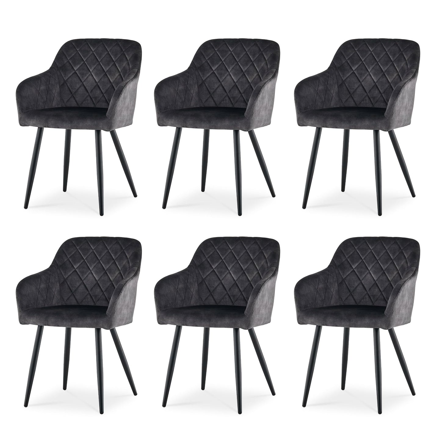 CLIPOP Esszimmerstühle 4er Set, Küchenstühle Grau Kunstlederstoff stühle Polsterstühle mit Armlehne Metallbeine Polstersessel Stühle für Esszimmer Küche (4, Kunstleder Grau)
