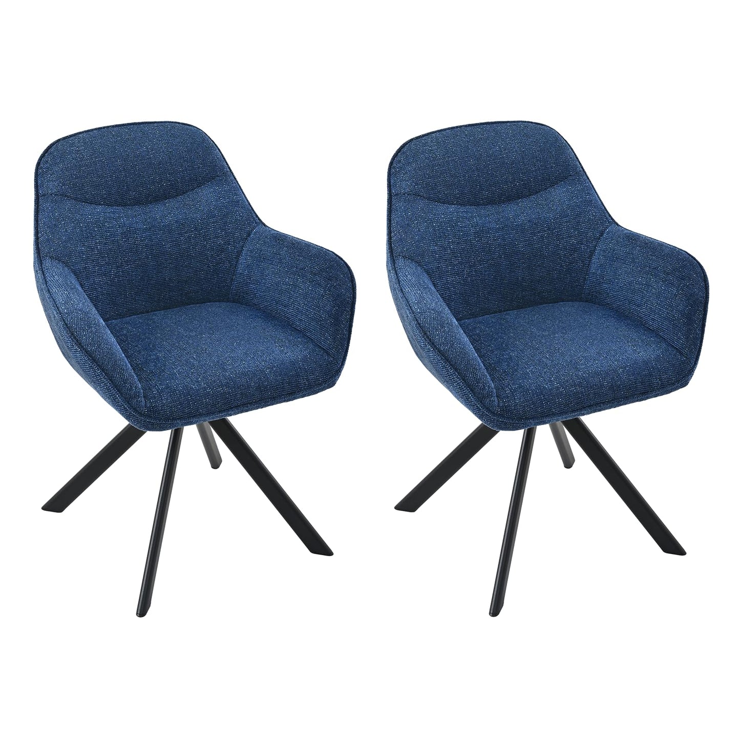 6er Set Esszimmerstühle Drehbar mit Armlehne, 360° Drehstuhl Polsterstuhl Samt Modern Küchenstuhl mit Metallbeine für Esszimmer, Wohnzimmer, Büro, Dunkelgrau