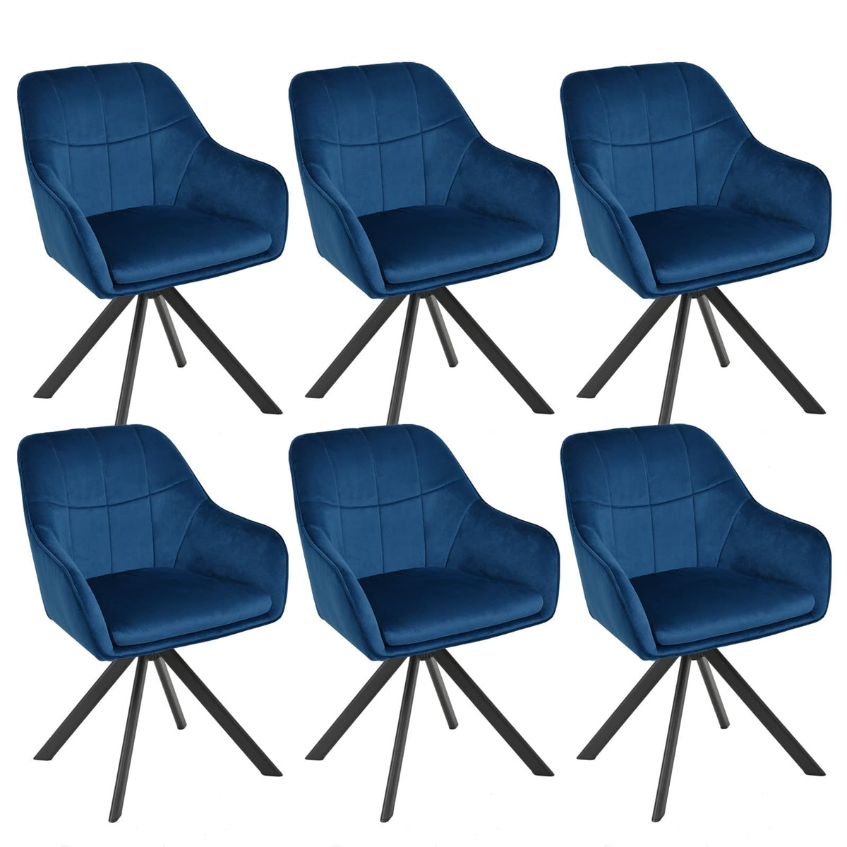 Drehstuhl Esszimmer 4er Set Samt Grün mit Armlehne Polsterstuhl Esszimmerstühle drehbar Küchenstuhl mit Metallbeine für Wohnzimmer Esszimmer