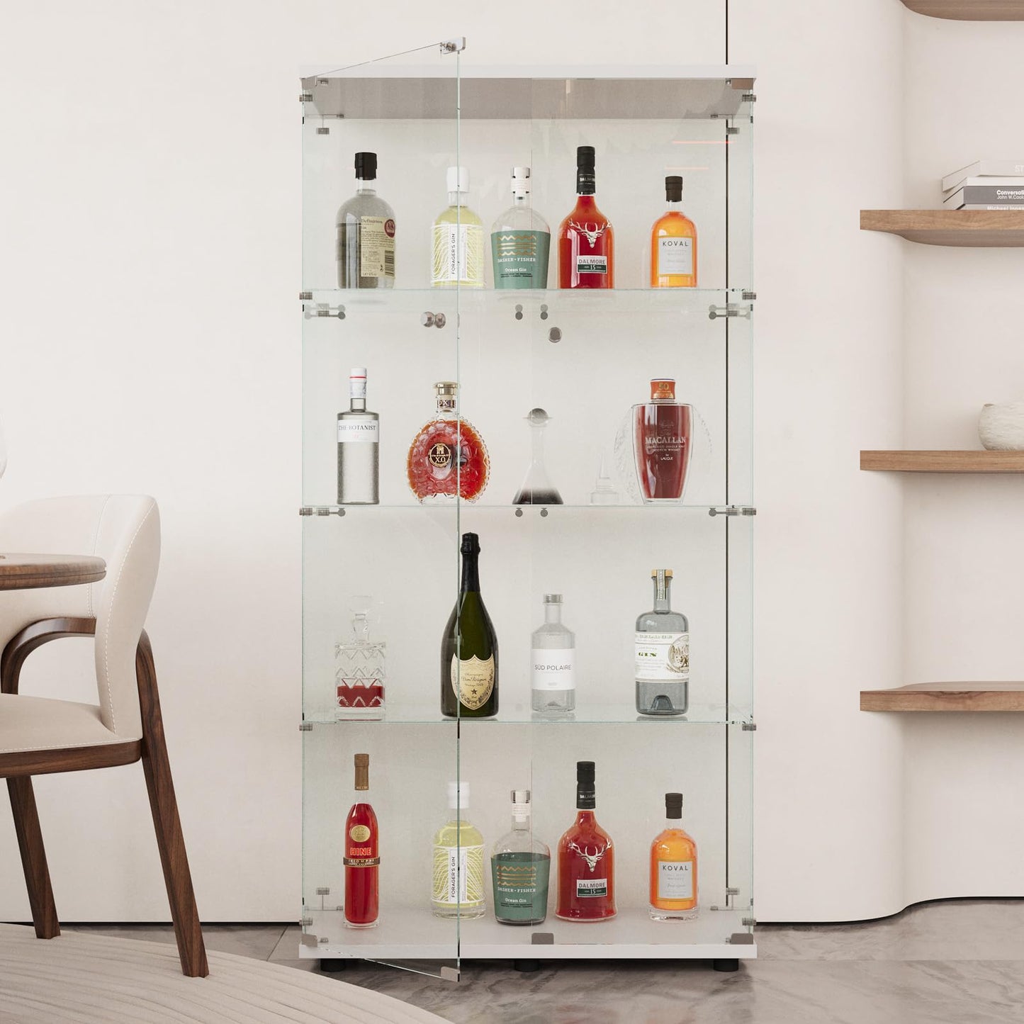 Glasvitrine Standvitrine in Schwarz, 164x42,5x36,5CM Glas Vitrine
