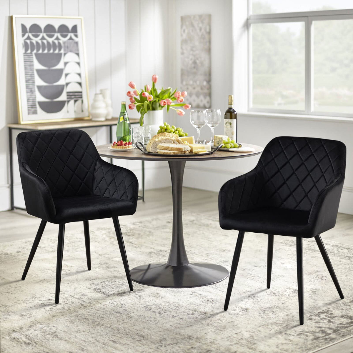 CLIPOP Esszimmerstühle 4er Set, Küchenstühle Grau Kunstlederstoff stühle Polsterstühle mit Armlehne Metallbeine Polstersessel Stühle für Esszimmer Küche (4, Kunstleder Grau)