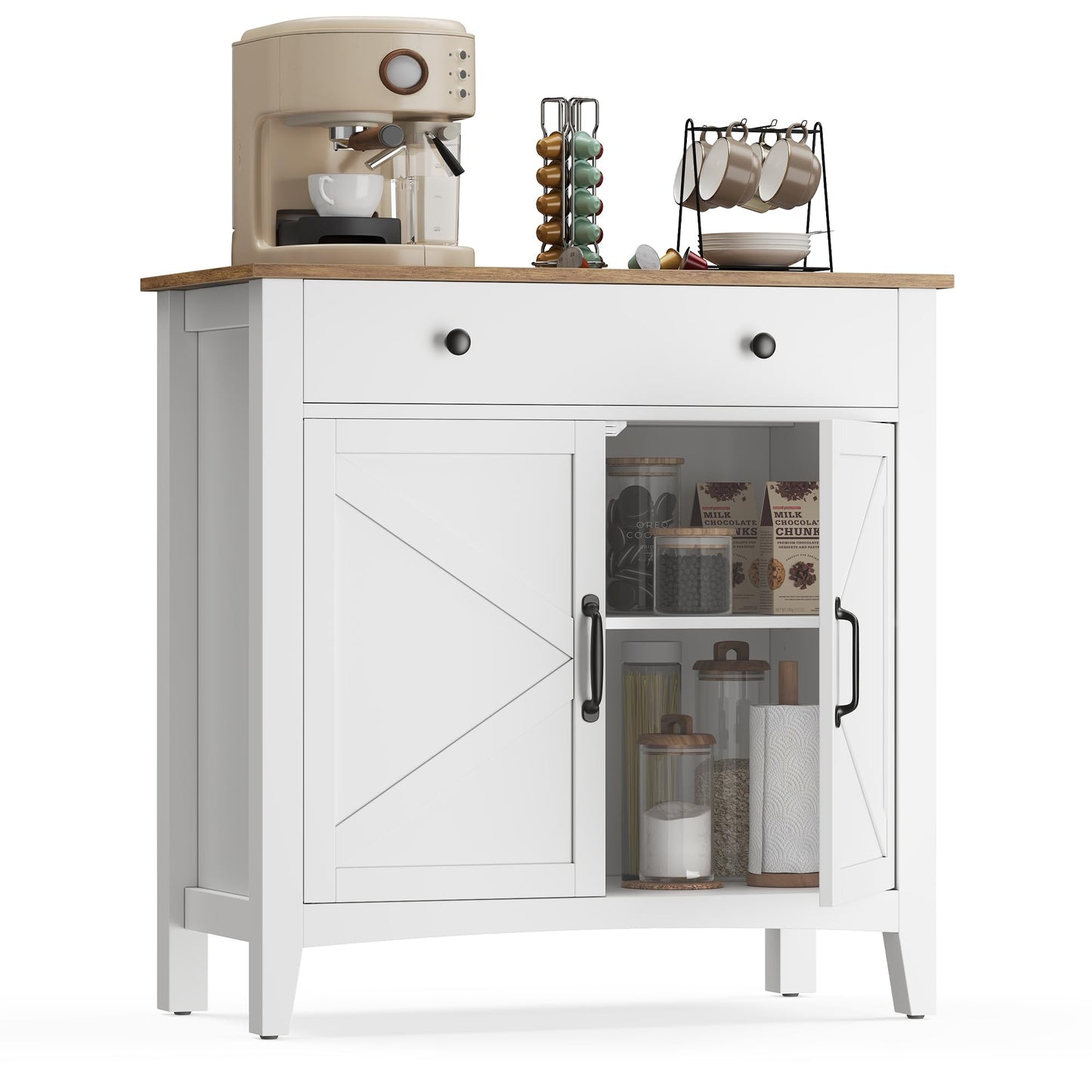 VASAGLE Küchenschrank mit 4 Türen, Sideboard