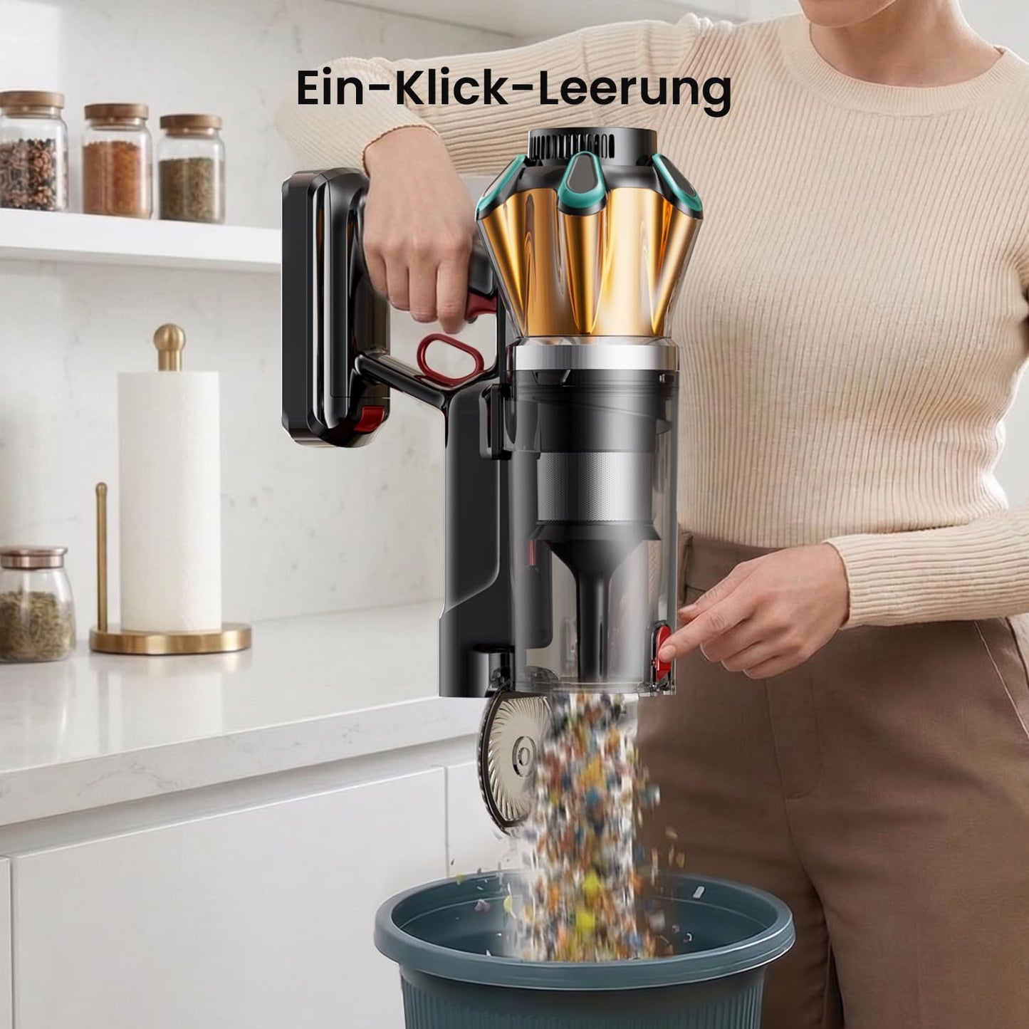 Akku Staubsauger Kabellos 600W/50kPa/70Min mit Hurrikanmodus