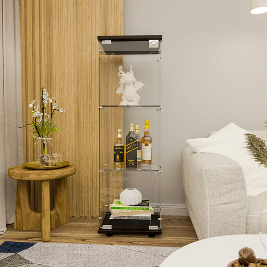 Glasvitrine Standvitrine in Schwarz, 164x42,5x36,5CM Glas Vitrine