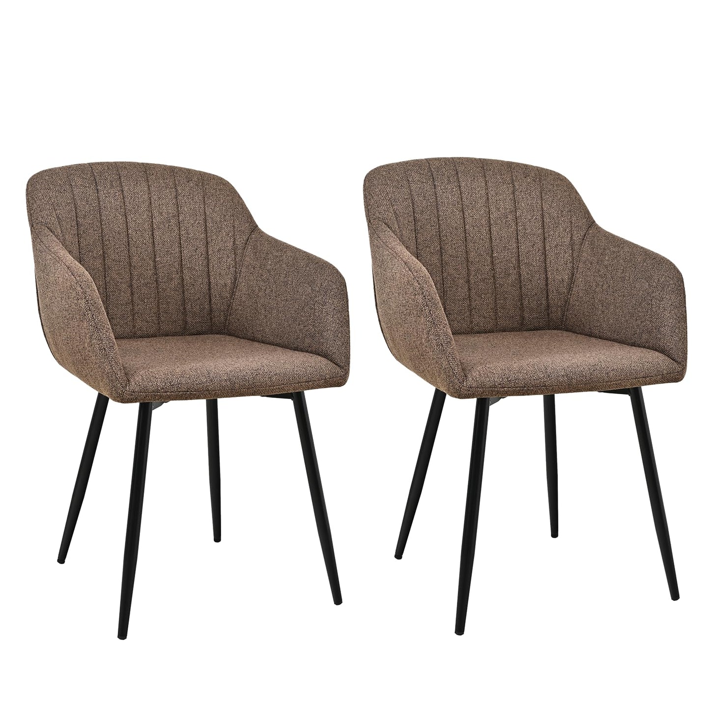 Esszimmerstühle Beige 4er Set mit Armlehnen, Modern Polsterstühle Leinen, Küchenstühle mit Metallgestell für Esszimmer, Wohnzimmer, Küche