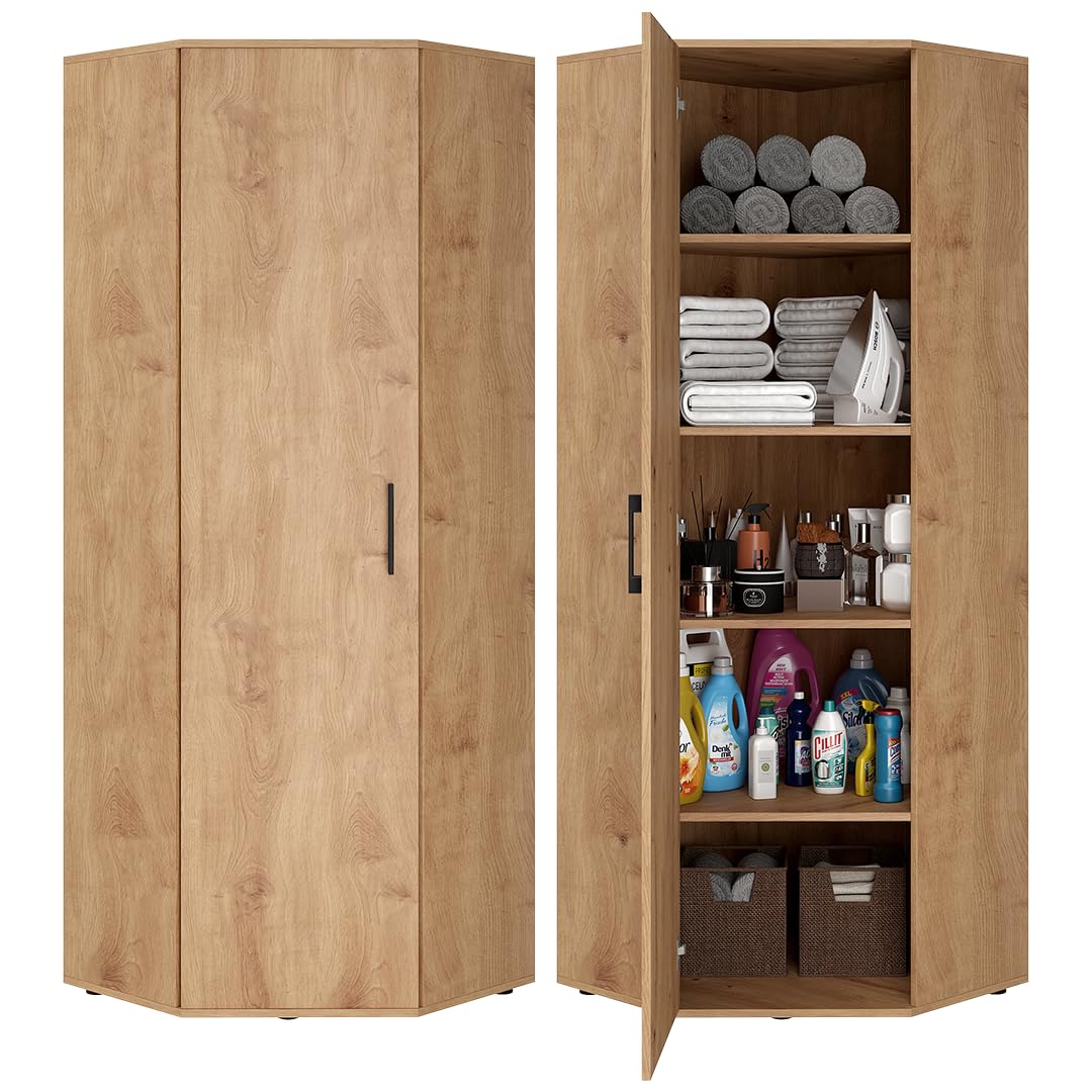 Bellamio Apol Besenschrank 60 cm breit, Weiß, Staubsaugerfach, Stauraum