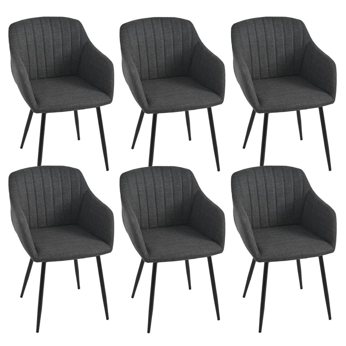 Esszimmerstühle Beige 4er Set mit Armlehnen, Modern Polsterstühle Leinen, Küchenstühle mit Metallgestell für Esszimmer, Wohnzimmer, Küche
